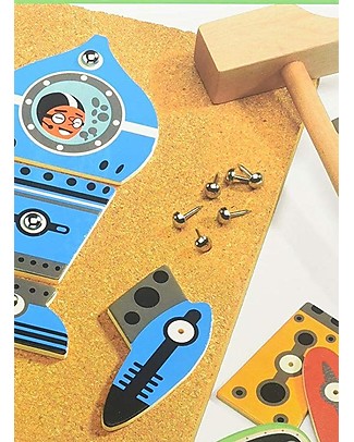 Djeco Gioco Educativo dello Spazio, Tap Tap Space - Legno e Sughero Far finta di