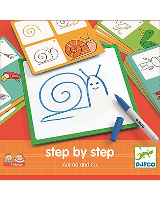 Djeco Gioco Educativo Eduludo Step By Step, Animals & co - Impara a disegnare! Colorare