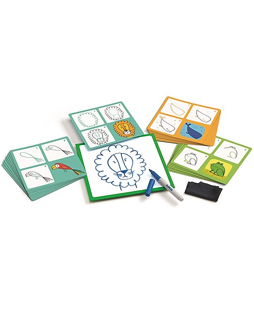 Djeco Gioco Educativo Eduludo Step By Step, Animals & co - Impara a disegnare! Disegnare e Colorare