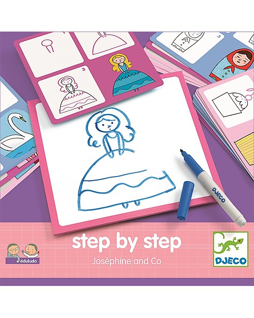 Djeco Gioco Educativo Eduludo Step By Step, Josephine & co - Impara a disegnare! Disegnare e Colorare