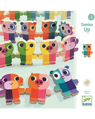 Djeco Gioco Educativo in Legno Domino Up - Un coloratissimo domino per i più piccoli! Giochi Montessoriani