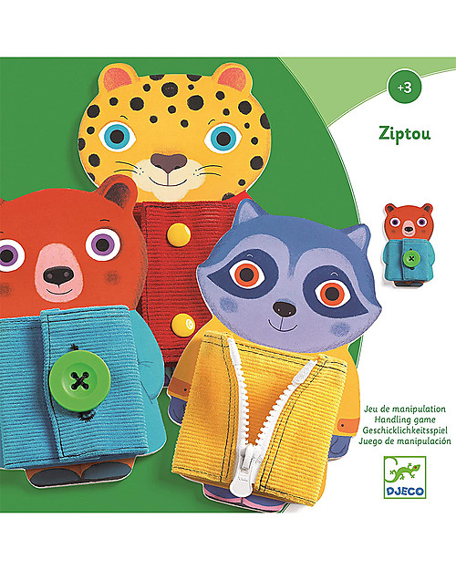 Djeco Gioco Educativo Ziptou - Apri e Chiudi il Cappotto! Giochi Montessoriani