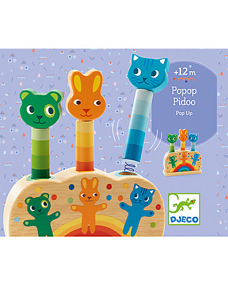 Djeco Gioco Pop-Up Pipop Pidoo - Premi l'Animale per Vederlo Saltare! Incastri In Legno