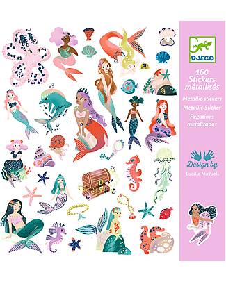 Djeco Kit 160 Adesivi - Sirene Scintillanti - 4+ anni Adesivi e Timbri