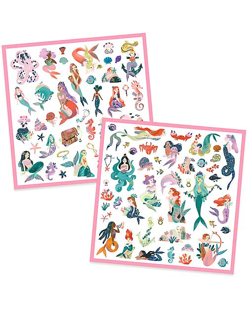 Djeco Kit 160 Adesivi - Sirene Scintillanti - 4+ anni Adesivi e Timbri