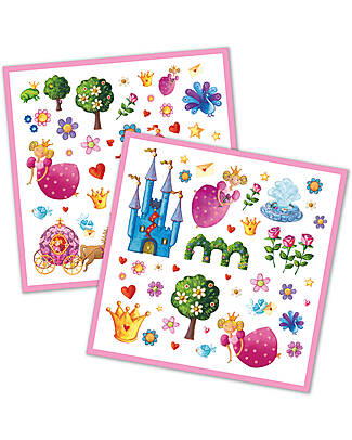 Djeco Kit 160 Adesivi - Tema la Principessa Margherita - dai 4 ai 7 anni Adesivi e Timbri