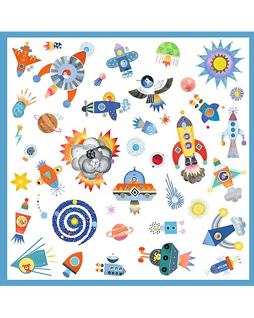Djeco Kit 160 Adesivi - Tema Spazio - dai 4 ai 7 anni Adesivi e Timbri