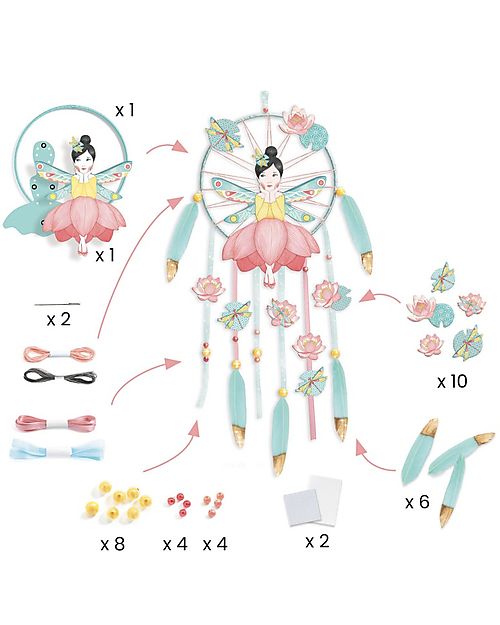 Djeco Kit Creativo Acchiappasogni Fata del Loto - Carta Certificata FSC Kit Fai Da Te