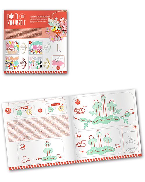 Djeco Kit Creativo Gioielli Coloufun Fun - 4 Set Anello Collana e Bracciale - Carta Certificata FSC Kit Fai Da Te