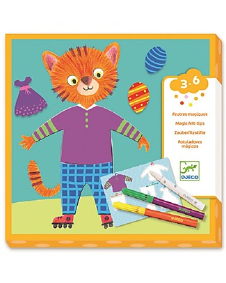 Djeco Magic Colouring, I Vestiti di Elliot e Zoe - Vesti i personaggi con i pennarelli magici! Colorare