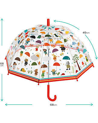 Djeco Ombrello per Bambini - Pioggia - con Sistema Anti Pizzico Ombrelli