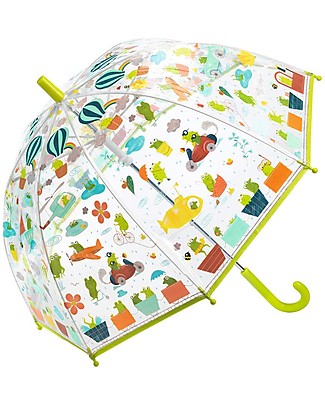 Djeco Ombrello per Bambini - Rane - con Sistema Anti Pizzico Ombrelli e Calosce