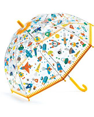 Djeco Ombrello Trasparente con Sistema di Protezione - Design Spaziale Ombrelli