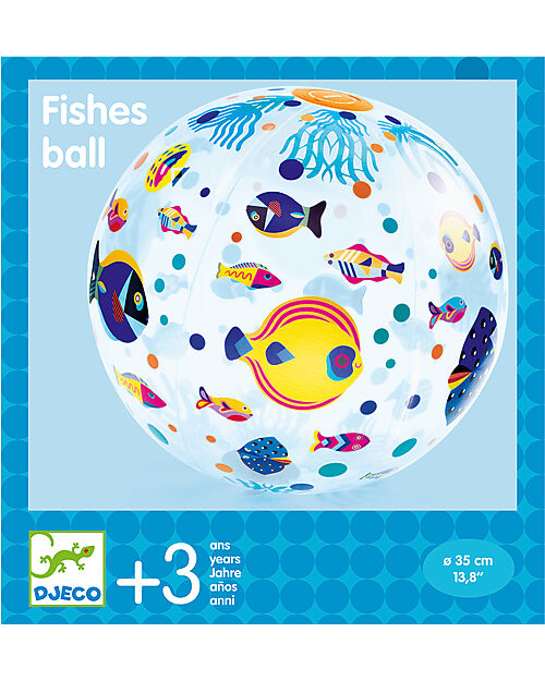 Djeco Palla Gonfiabile - con Pesci - Diametro 35 cm - Perfetta per la Spiaggia Giochi da Spiaggia