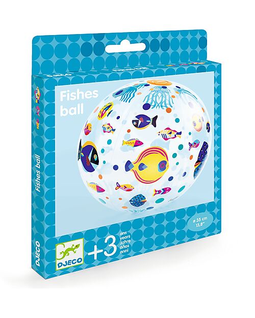 Djeco Palla Gonfiabile - con Pesci - Diametro 35 cm - Perfetta per la Spiaggia Giochi da Spiaggia