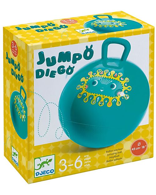 Djeco Palla Rimbalzante Jumpo Diego - Verde - Stimola il Senso dell'Equilibrio Giochi da Esterno_
