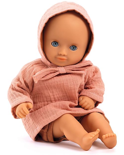 Djeco Pantaloncini Maglia e Cappellino per Bambola Pomea - Peach - Facile da Indossare Accessori Bambole