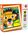 Djeco Puzzle con Cubi Rotanti in Legno Tournaimo - Animali Puzzle