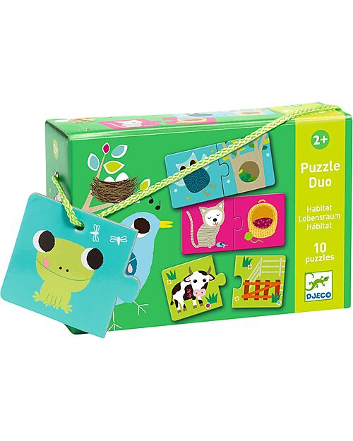 Djeco Puzzle Duo Animali e il loro Habitat - 10 puzzle - 2+anni Puzzle