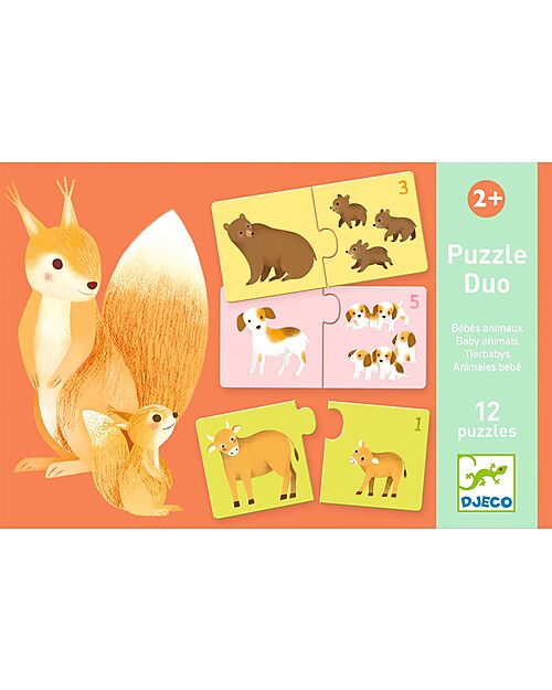 Djeco Puzzle Duo Mamma e Cucciolo - 12 puzzle - 2+ anni Puzzle