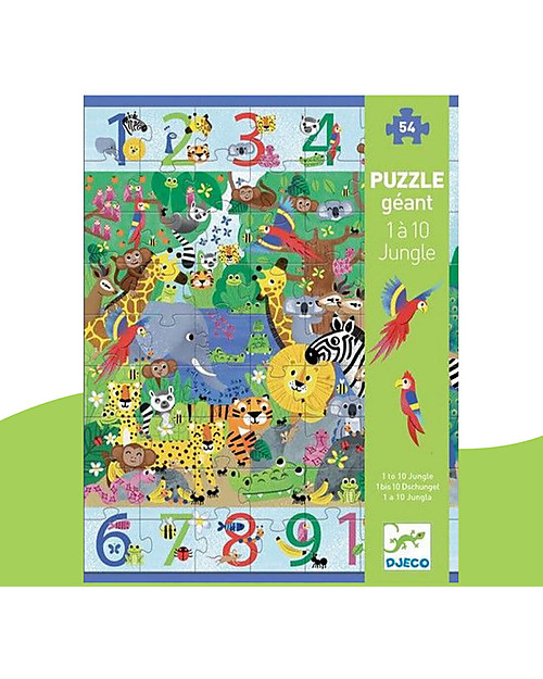Djeco Puzzle Gigante: Giungla da 1 a 10 - 54 Pezzi Puzzle