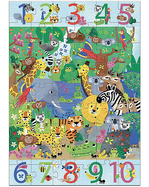 Djeco Puzzle Gigante: Giungla da 1 a 10 - 54 Pezzi Puzzle