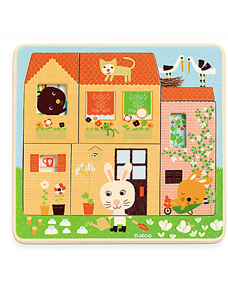 Djeco Puzzle in Legno a 3 Livelli - La Casa del Coniglio Giochi Per Inventare Storie
