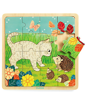Djeco Puzzle in Legno Giardino - Base ad incastro Giochi Montessoriani