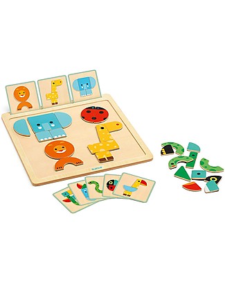 Djeco Puzzle in Legno Magnetico GeoBasic - Figure per Creare Animali Puzzle