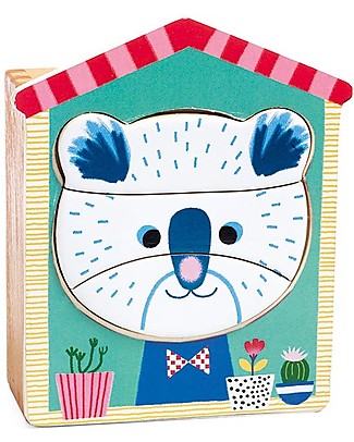 Djeco Puzzle in Legno per Creare Animali, Face Mix Puzzle