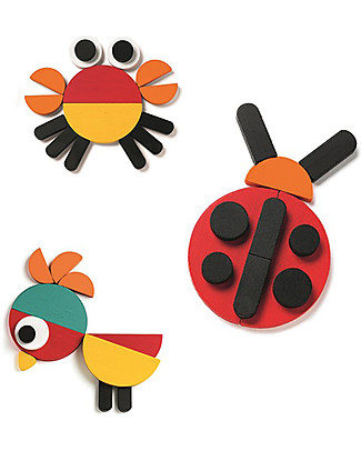 Djeco Puzzle in Legno ZeGeoAnimo - Figure per Creare Animali Incastri In Legno