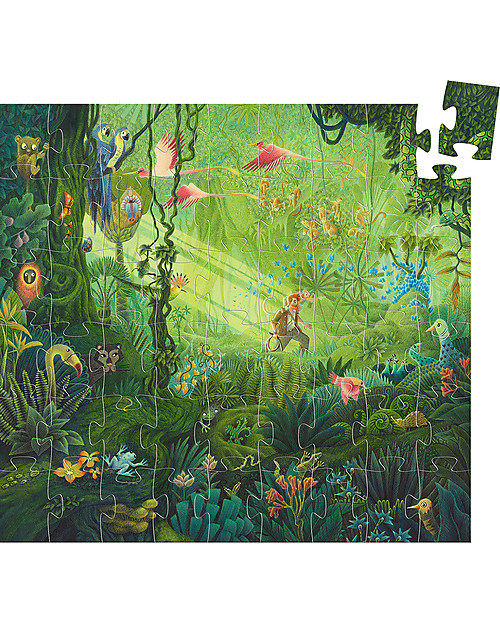 Djeco Puzzle nella Giungla - 54 pezzi - Bellissima Scatola Sagomata Puzzle