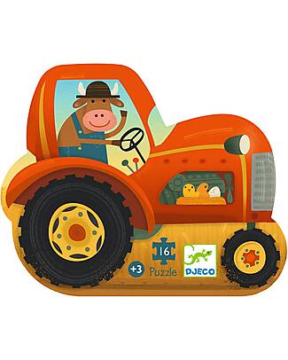 Djeco Puzzle Trattore - 16 Pezzi Sagomati Puzzle