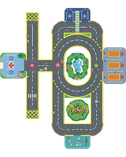 Djeco Puzzl'Up City - Puzzle da Pavimento - 33 pezzi - 3+ Anni Tappeti Gioco