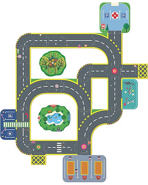 Djeco Puzzl'Up City - Puzzle da Pavimento - 33 pezzi - 3+ Anni Tappeti Gioco