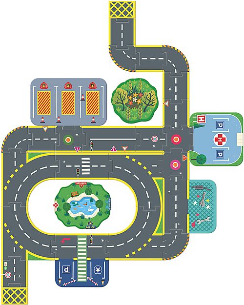 Djeco Puzzl'Up City - Puzzle da Pavimento - 33 pezzi - 3+ Anni Tappeti Gioco