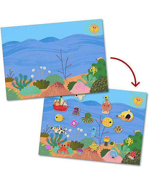 Djeco Set Adesivi Morbidi Riposizionabili - Summertime - Small Gifts For Little Ones - dai 3 anni Adesivi e Timbri