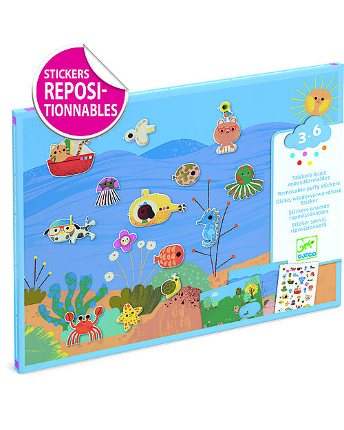 Djeco Set Adesivi Morbidi Riposizionabili - Summertime - Small Gifts For Little Ones - dai 3 anni Adesivi e Timbri
