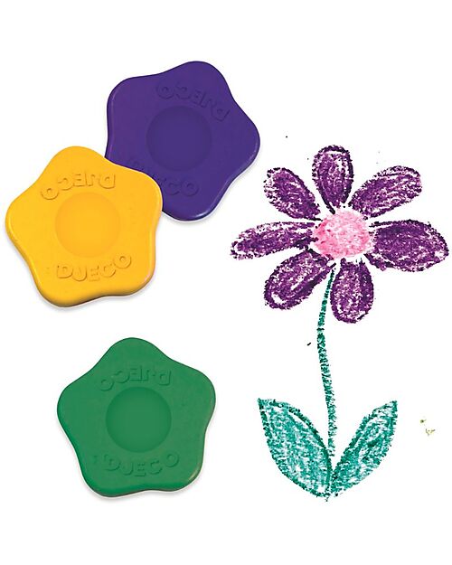 Djeco Set Creativo 12 Pastelli a Cera - Fiore - Forma Ergonomica Disegnare e Colorare