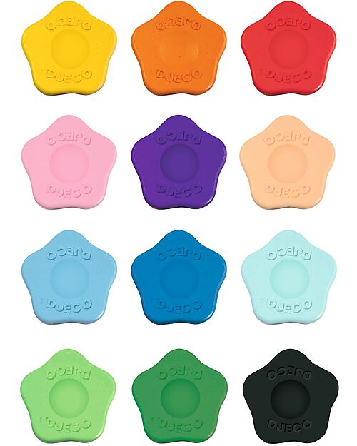 Djeco Set Creativo 12 Pastelli a Cera - Fiore - Forma Ergonomica Disegnare e Colorare