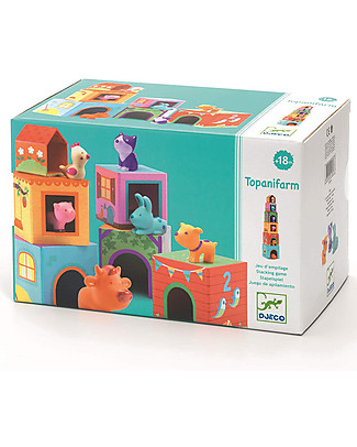 Djeco Set di Cubi con Animali Topanifarm - Sviluppa la Fantasia Giochi Per Inventare Storie
