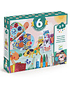 Djeco Set di Multi Attività Animali - Collage + Disegno + Mosaico Giochi Creativi