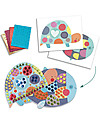 Djeco Set di Multi Attività Animali - Collage + Disegno + Mosaico Giochi Creativi