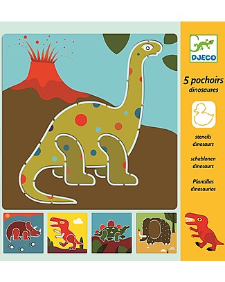 Djeco Set Gioco Creativo Stencil Dinosauri Colorare