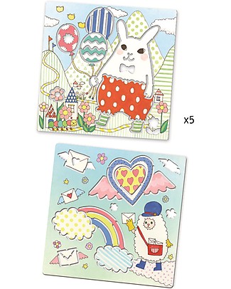 Djeco Set Gioco Creativo Stencil Kawaïland Colorare