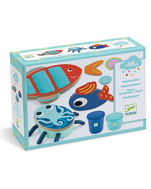 Djeco Set Pasta Da Modellare - My Sea Creatures Adesivi e Timbri
