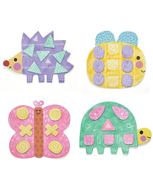 Djeco Set Pittura Magica con le Dita - Piccole Forme - Carta e Cartone certificato - 18 + Mesi Disegnare e Colorare