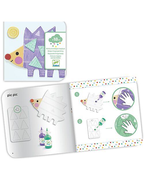 Djeco Set Pittura Magica con le Dita - Piccole Forme - Carta e Cartone certificato - 18 + Mesi Giochi Creativi