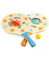Djeco Set Racchette e Pallina da Tennis - Legno Certificato FSC - con Borsa Giochi da Esterno_