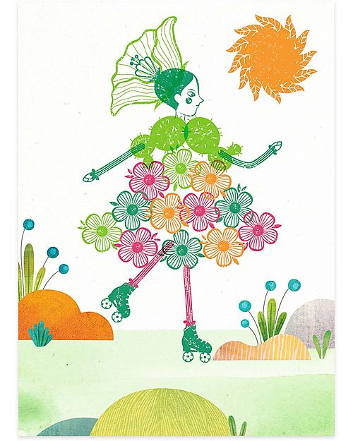 Djeco Set Timbri Flowers Girls - 14 Immagini e 4 Colori Adesivi e Timbri